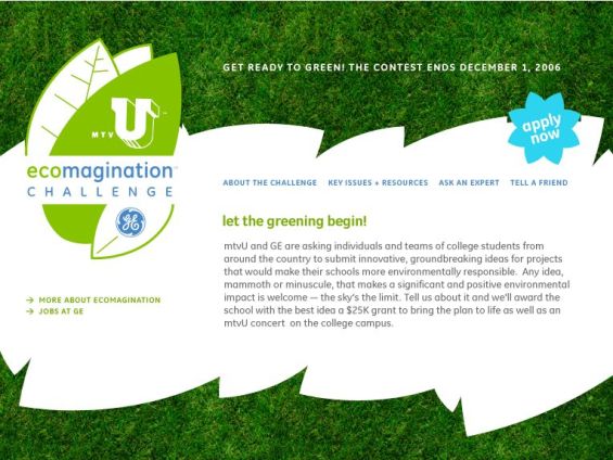 Screenshot of the Website for the Eco-Imagination Contest