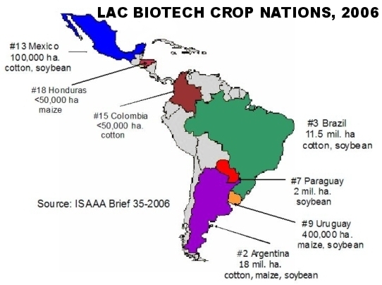 Genetically Engineered Crops in LAC Nations, 2006