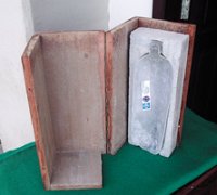 mold with cutaway brick showing position of PET bottle within