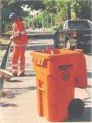 The ubiquitous orange men & bins