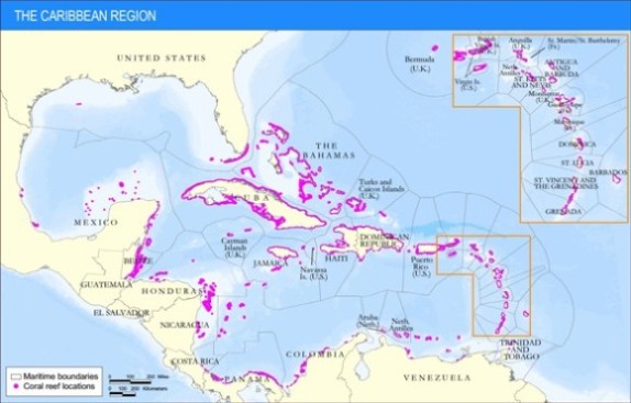 Where the Coral Reefs Are in the Caribbean Basin Where the Coral Reefs Are in the Caribbean Basin