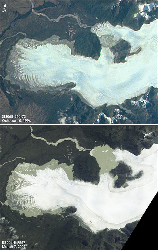 Space Shuttle Photos of San Quintin Glacier Retreat