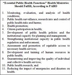 11 essential functions for Health Ministries (click to enlarge)