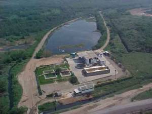 an aerial view from Comlurb of the leachate treatment station