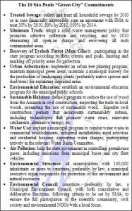 The 10 commitments SP cities must make in the Green Cities Project (click to enlarge)