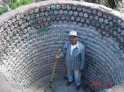 inside of a cistern made with PET bottles