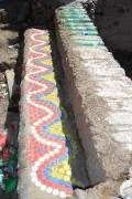 benches made of PET bottles, with bottle cap mosiacs