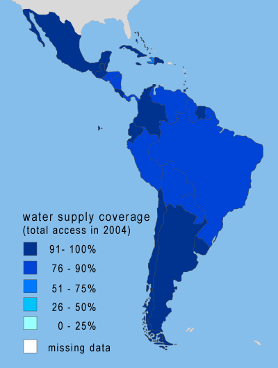 Access to Drinking Water in LAC, 2004